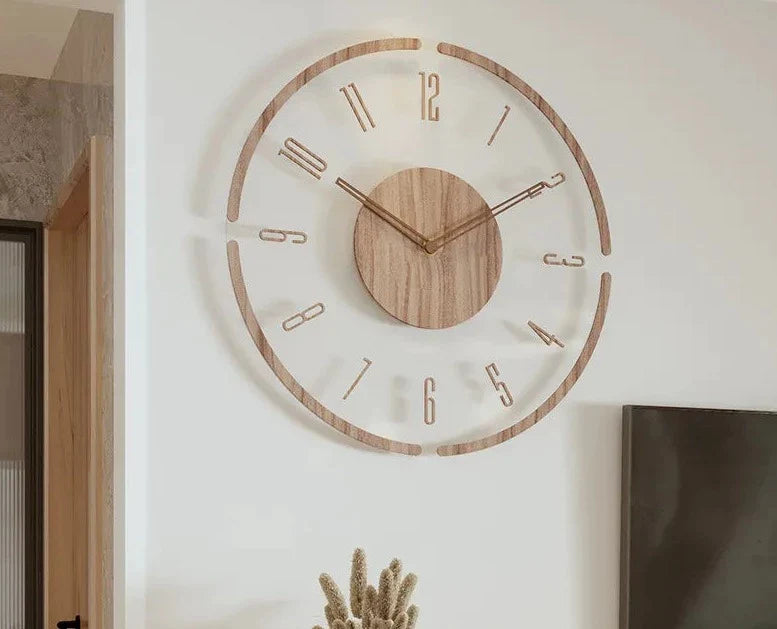 Relógio de Parede Decorativo Moderno de Madeira
