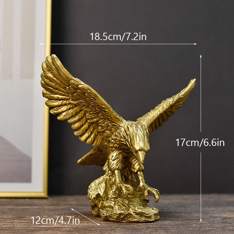  Escultura Águia Dourada Em Resina Decorativa